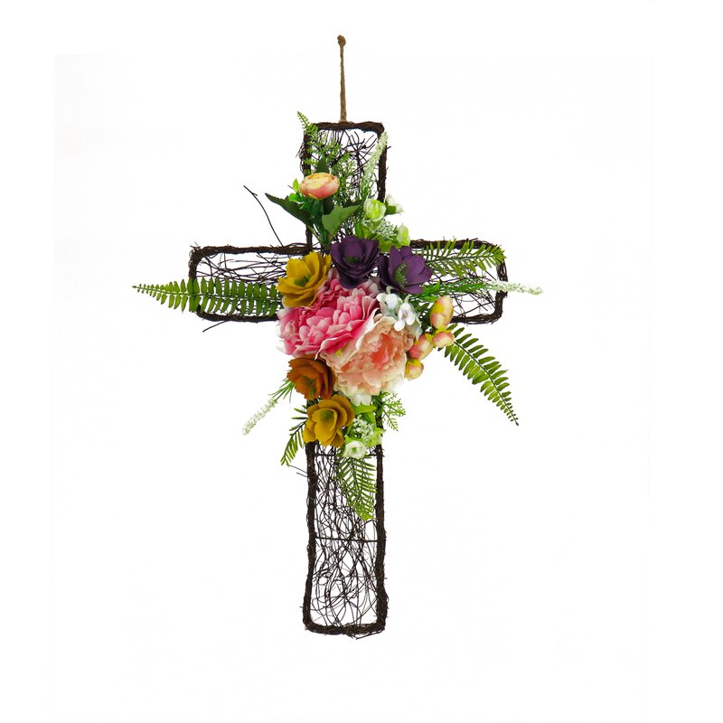 Easter Cross Wall Decor - Floral Easter Cross