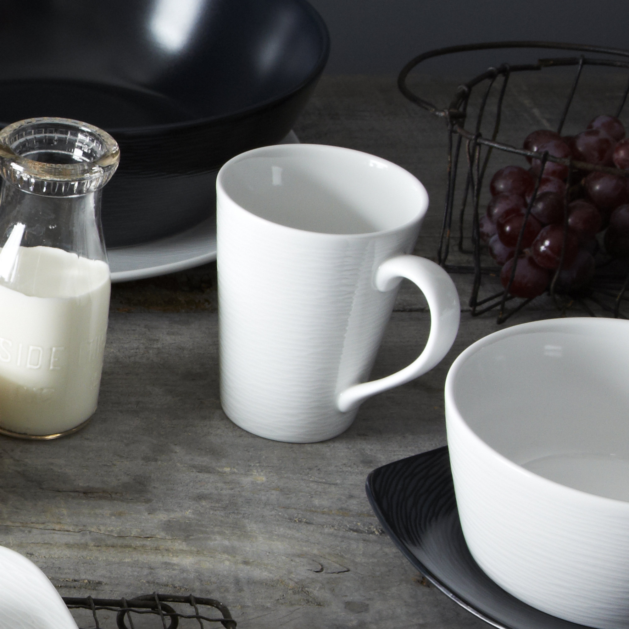 Noritake Colorscapes Swirl Mugs, 12 Oz., White