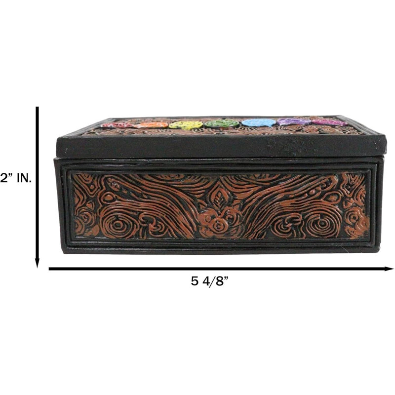 Metaphysical Rainbow 7 Chakra Zone Floral Scrollwork Tarot Cards Trinket Box