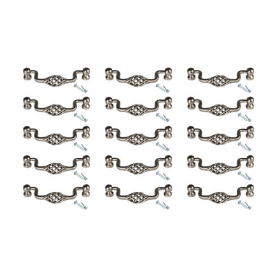 Ensemble de 15 poignées de tiroir et d'armoire en acier nickel satiné Outwater de 3 1/2 po d'un centre à l'autre, fabrication en acier massif