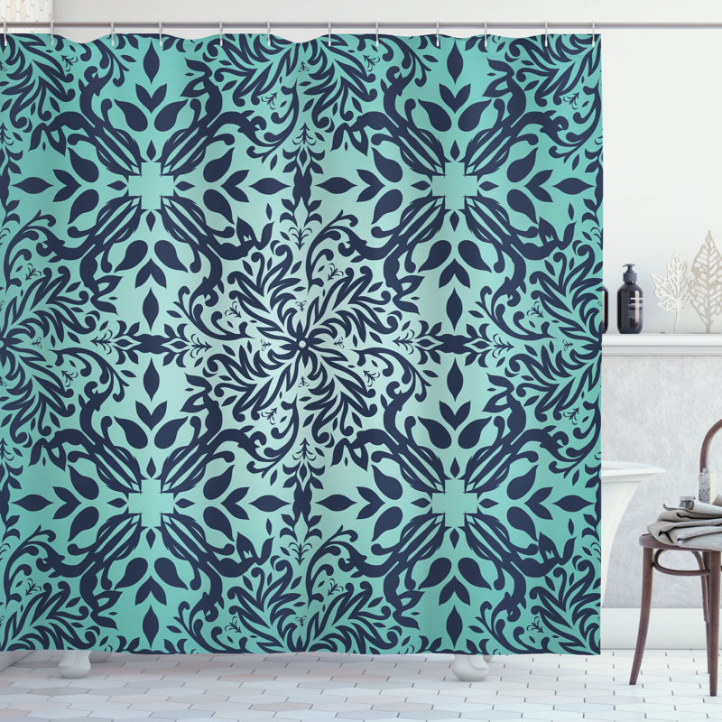 Ensemble de rideau de douche + crochets, H 84 po x l 69 po, Turquoise clair