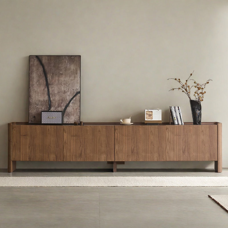 Meuble télé haut de gamme avec rangement en bois massif, H 21,65 po x l 94,48 po x P 15,74 po