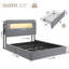 Upholstered Bed Frame, Storage Bed with LED and Charging Station-1030962316-1012162557