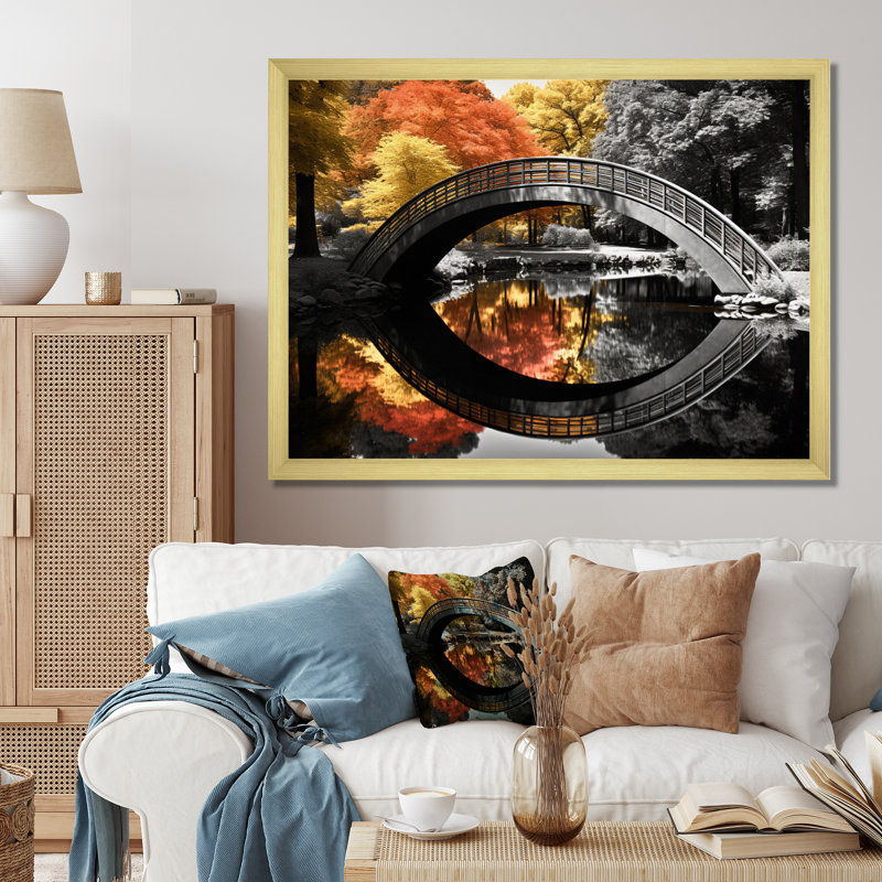 Orange pont, spectre monochrome - impression, H 30 po x l 40 po x P 1,5 po, Encadrement doré
