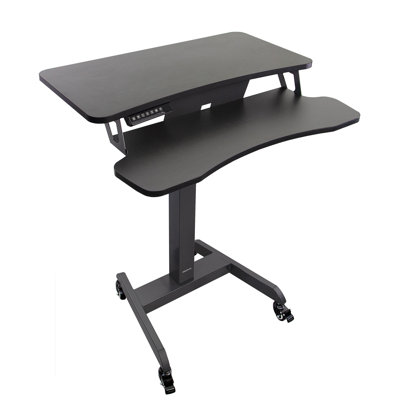 Mount-It! Electric Mobile Height Adjustable Standing Workstation with Wheels 31.5 x 14.5 in Tabletop