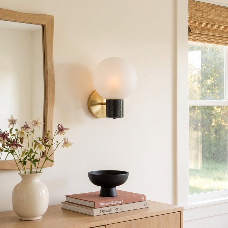 Drake 1-Light Metal and Glass Armed Sconce