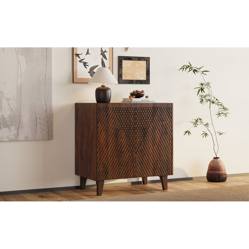 Armoires en bois avec rangement, armoire de rangement en bois de manguier rustique avec tablette réglable pour la salle à manger, la cuisine et le salon (miel)