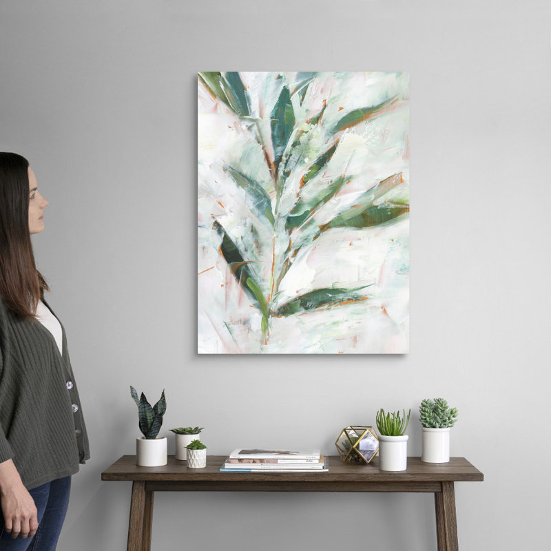 " Tropical Foliage Study I " Watercolor and Acrylic Painting, 32" H x 24" W, Wrapped Canvas