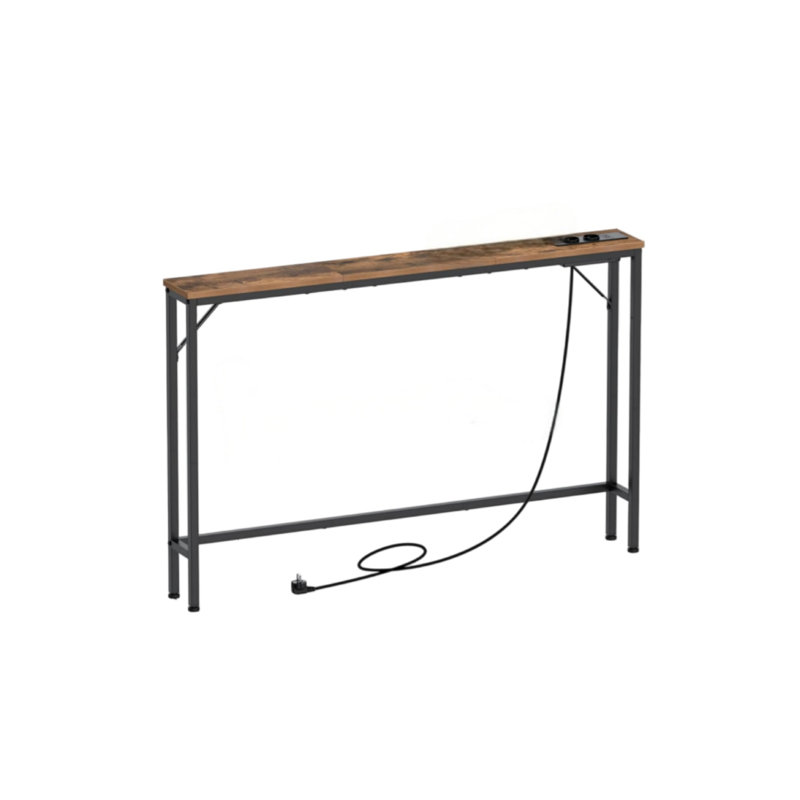 120 cm W Console Table, White / Brown, White, Brown