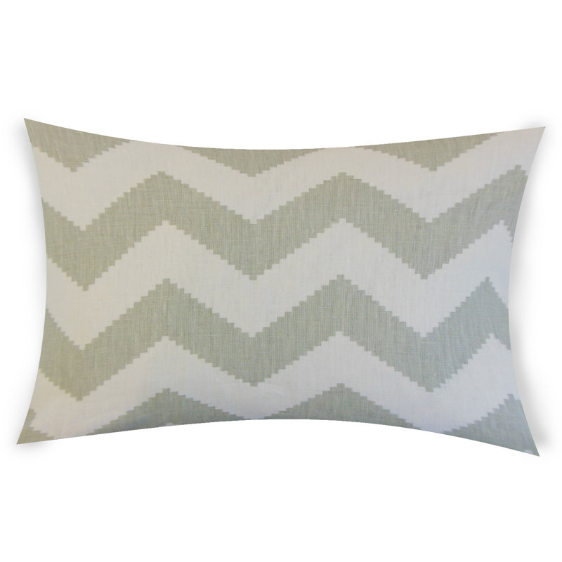 Chevron Feather Linen Reversible Throw Pillow, Gray, 12" H x 24" W