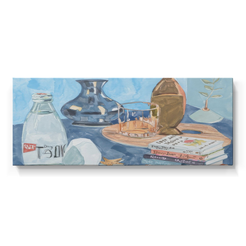 Bleu nature morte II - Toile tendue avec châssis - Prêt à accrocher, H 16 po x l 40 po