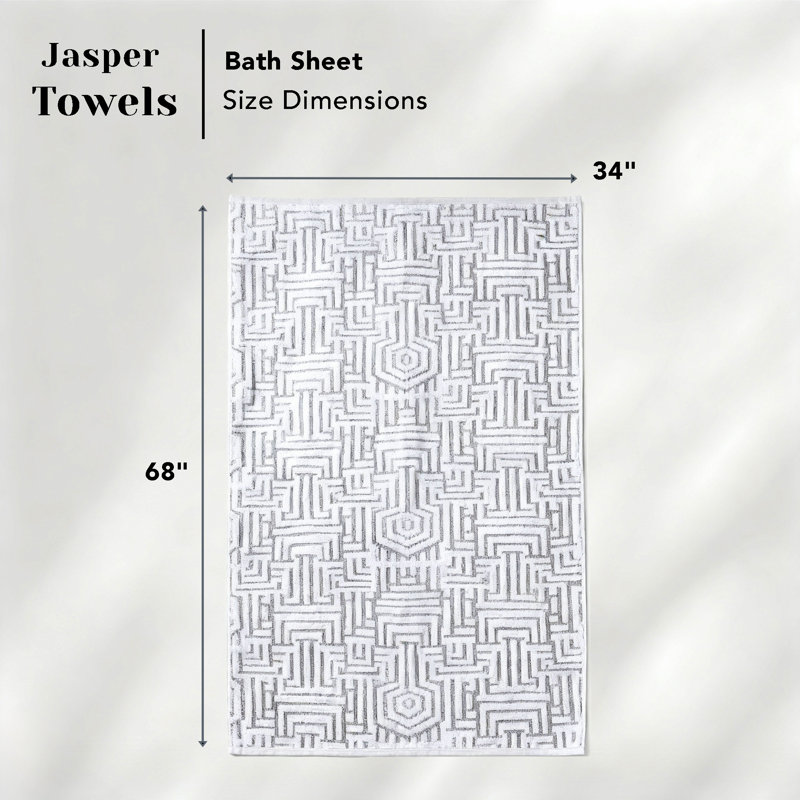 Drap de bain en coton jacquard Indrit, Platine