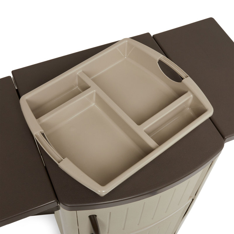 Portable Dry Rein Outdoor Serving and Grilling Prep Station with Wheels