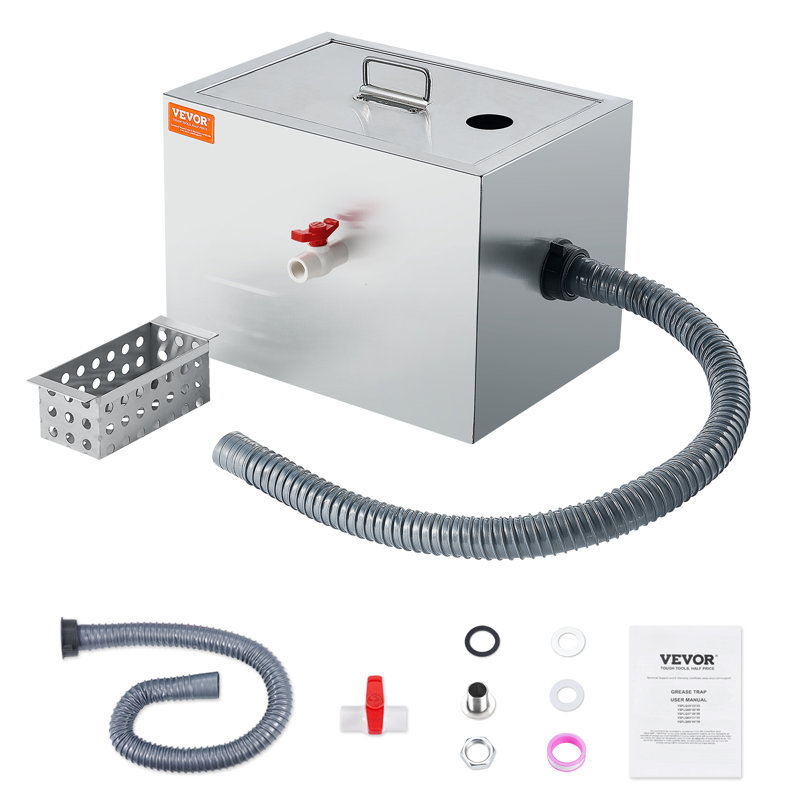 Filtre à eau en acier inoxydable pour piège à graisse commercial VEVOR 8LBS