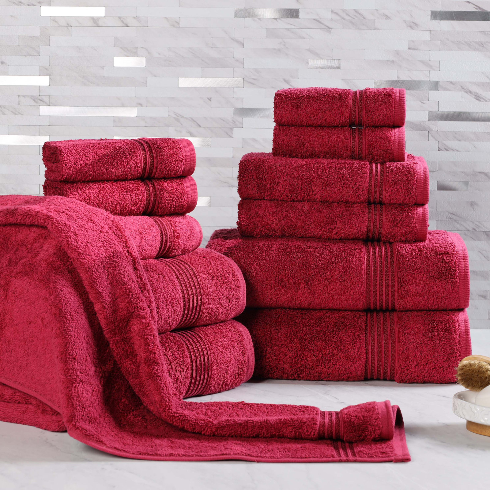 Guadlupe 12-Piece Egyptian Cotton Towel Set, Burgundy