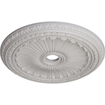 Endurathane Viceroy Ceiling Medallion, 35 1/8"OD x 4 7/8"ID x 2 1/2"P (Fits Canopies up to 4 7/8"), Hand-Painted Ultra Pure White Finish