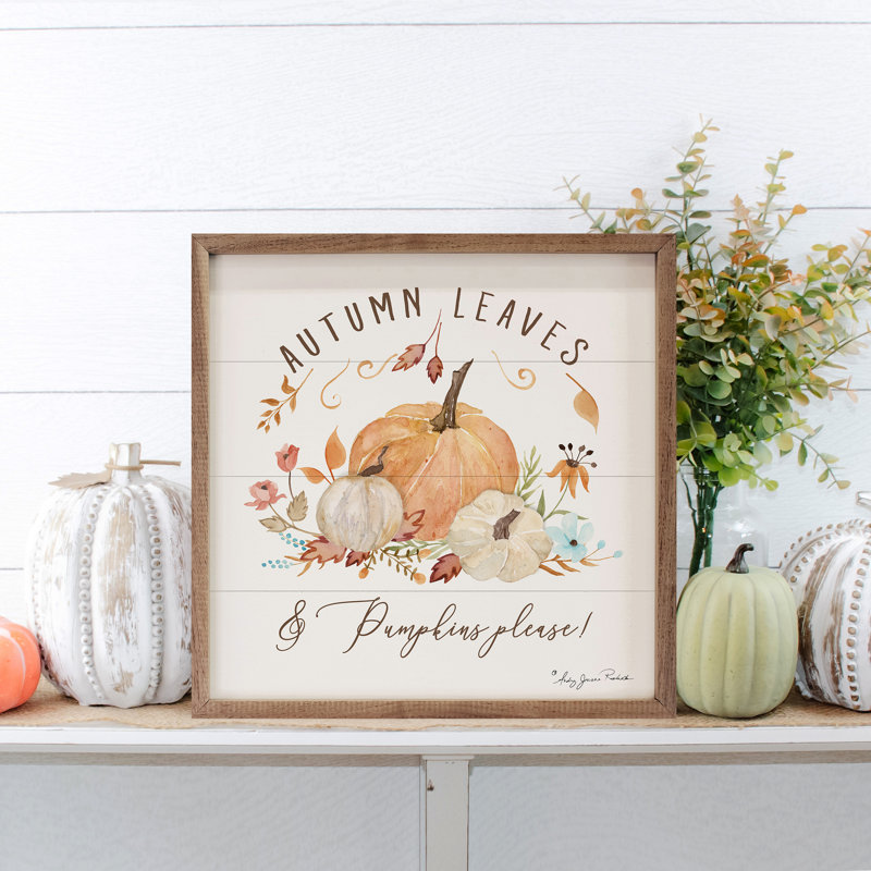 Feuilles d'automne et citrouilles par Audrey Jeanne Roberts, H 16 po x l 16 po x P 1 po