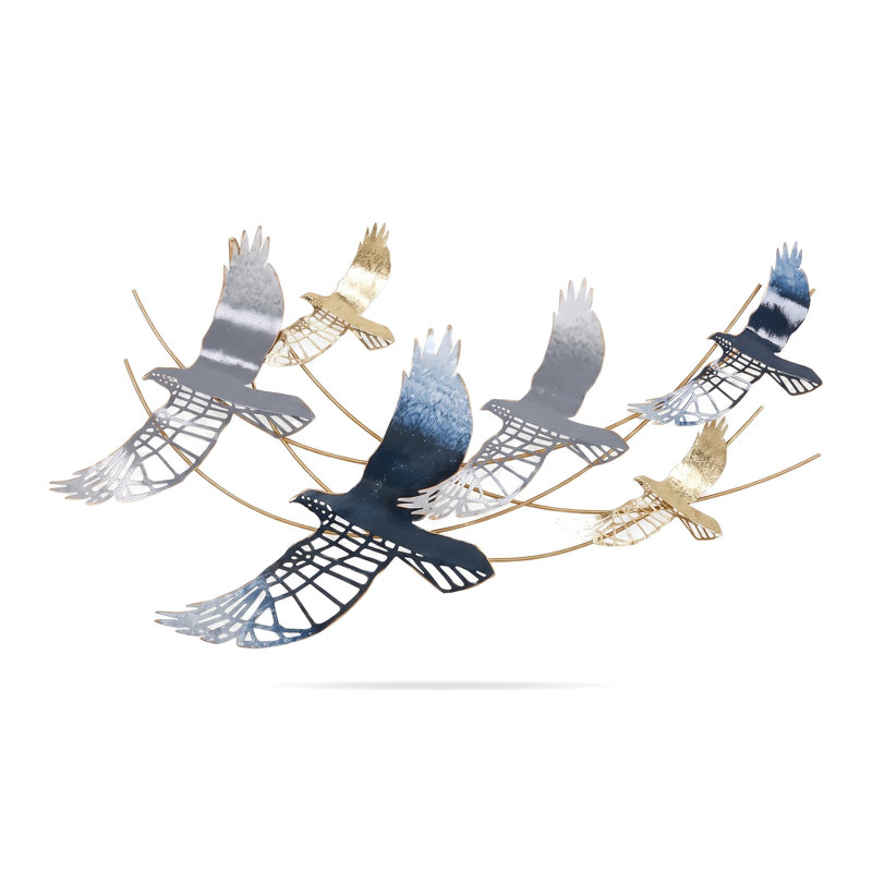 Gradient Spray-Painted Flying Birds Wall Decor, Hand-Forged Metal Art for Living Room, Bedroom, and Hallway