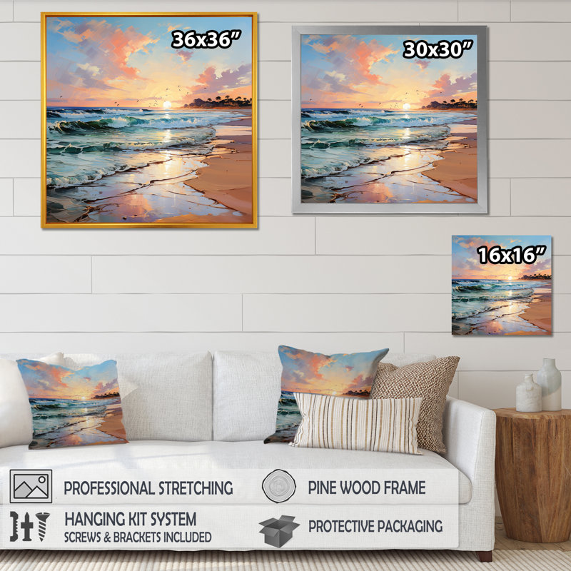 Coastal Harmony Panorama, H 36 po x l 36 po x P 1,5 po, Cadre flottant noir