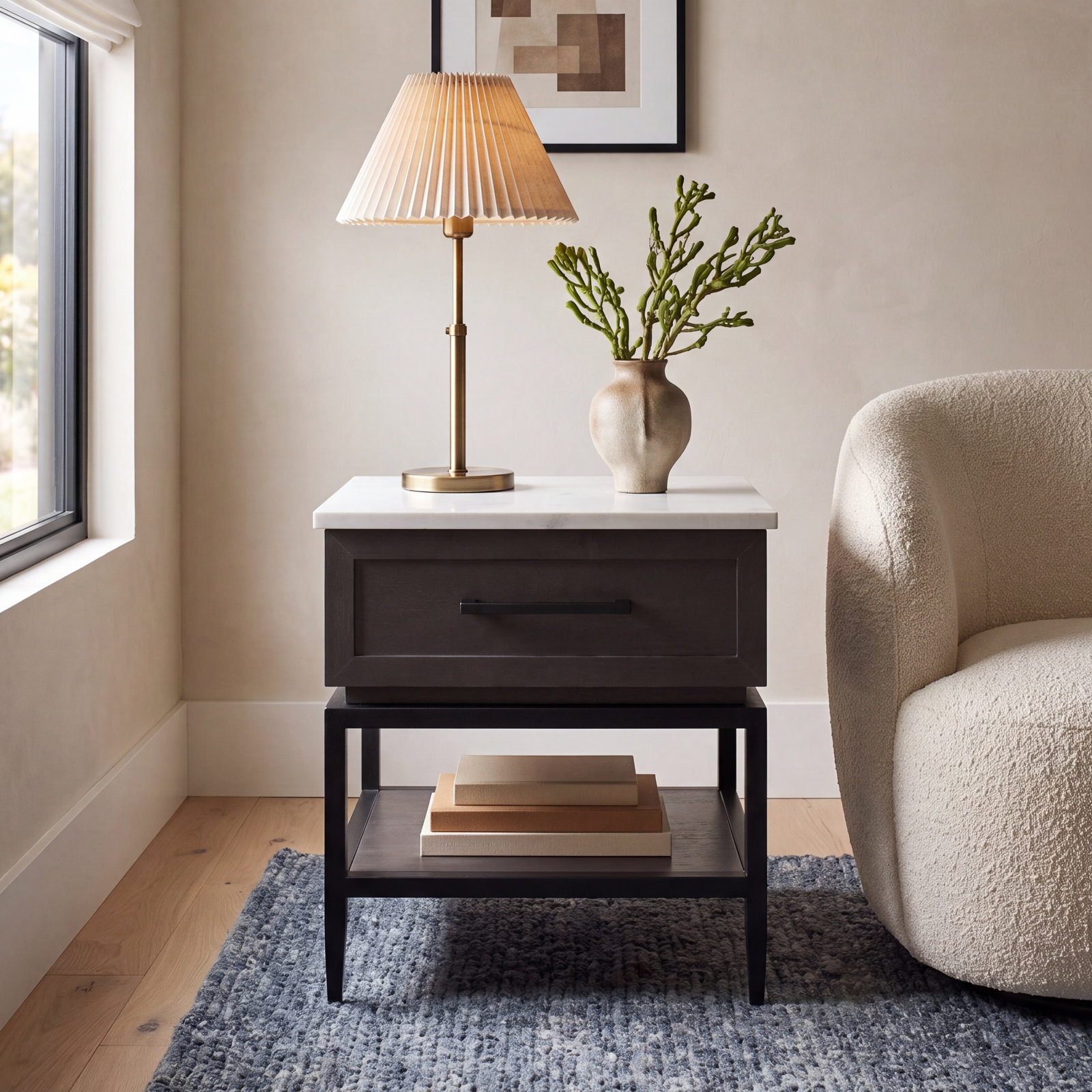 Margorie 22" Genuine Marble End Table
