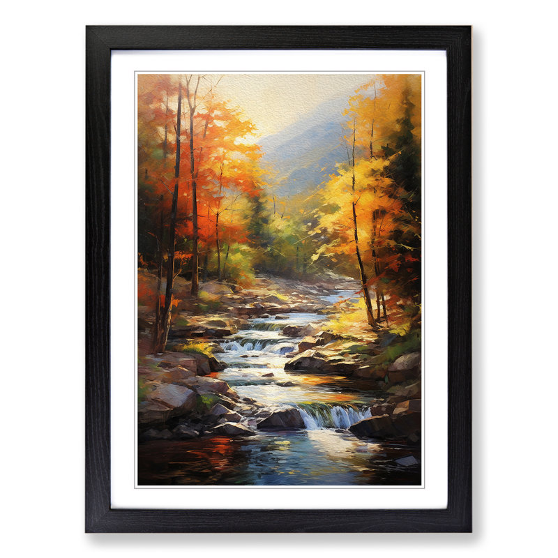 Stream Impressionism No.3 - Single Picture Frame Print on Wood, 34cm H x 25cm W x 2cm D, Black