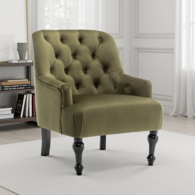Edgeley Velvet Tufted Armchair, Sage Green