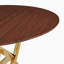Petite table de salle à manger ronde de 37 pouces de ton noyer, table de cuisine moderne à pieds en métal doré pour 2 à 4 personnes-1751721168