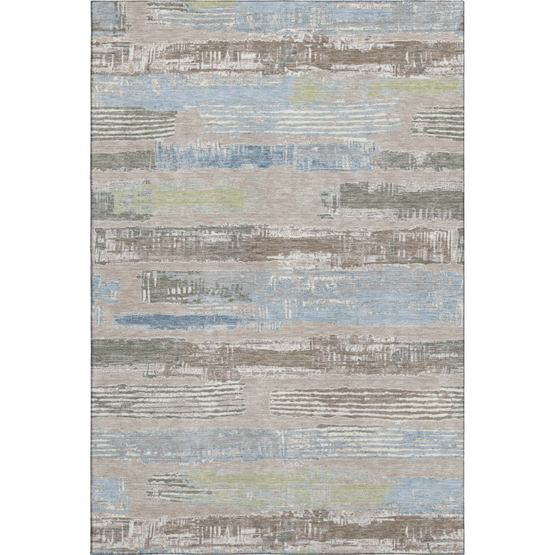 Premium Machine Washable Slesnick AMF1665 Stripes Rug, Rectangle 9' x 12'