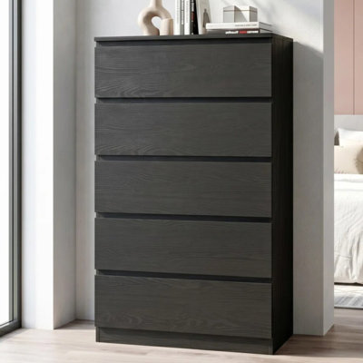 Commode noire à cinq tiroirs de 59 po de hauteur et l 35 po de largeur