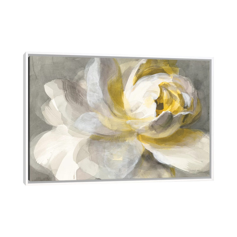Abstract Rose by Danhui Nai - Painting, No Matte, 26" H x 40" W x 1.5" D, White Framed