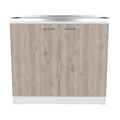Brookeline White Utility Sink with 2-Door Storage Cabinet