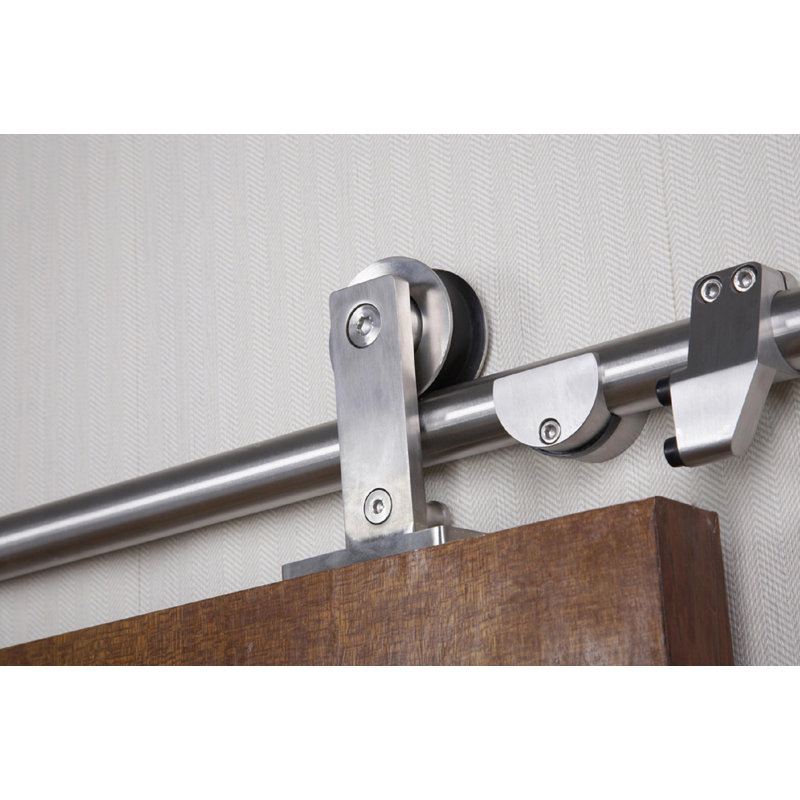 Amici 96" Stainless Steel Single Roller Barn Door Hardware Kit
