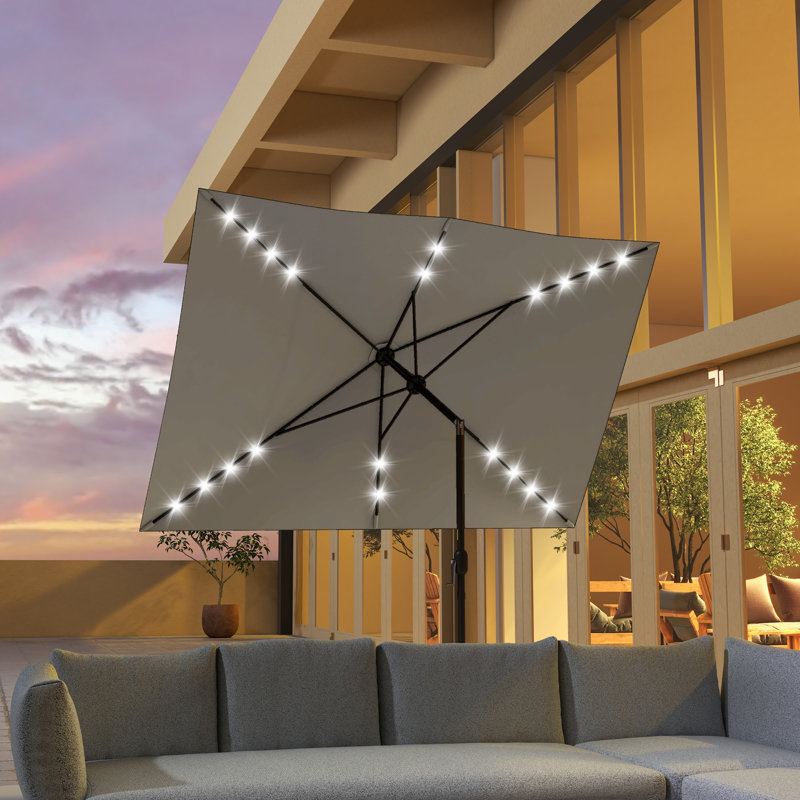 Parasol de marché 6,5 'x 10', lumières DEL, Gris clair