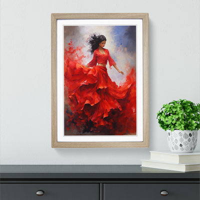 Flamenco Dancer Contemporary - Single Picture Frame Print on Wood