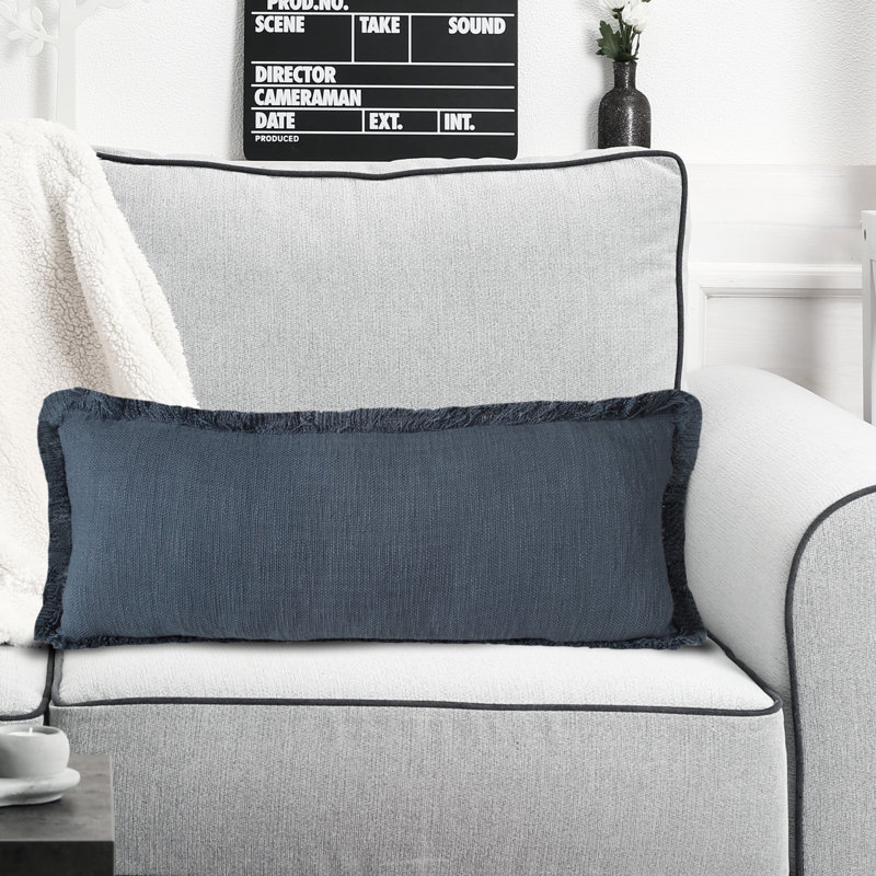 Coussin décoratif en coton, Bleu / Noir, Housse de coussin seulement - sans coussin