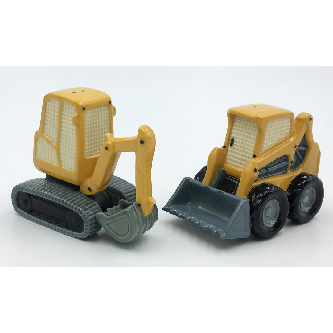 Cosmos Gifts Porcelain Construciton Machine Salt and Pepper Shaker Set Cosmos Gifts