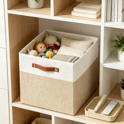 Bacs de rangement pliables en tissu avec poignées renforcées en PU pour étagères Kallax, organisation du salon