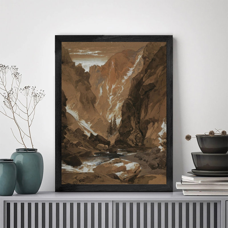 Reproduction d'art sur toile de luxe encadrée en bois noir, H 25 po x l 17 po