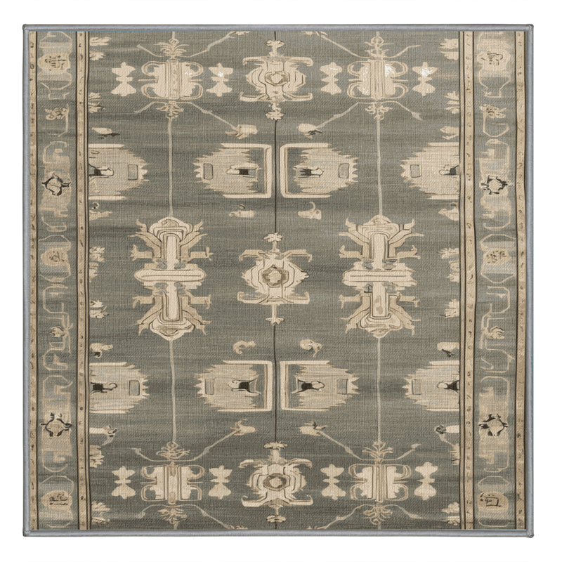 Tapis gris art déco lavable à la machine, Carré 8 pi
