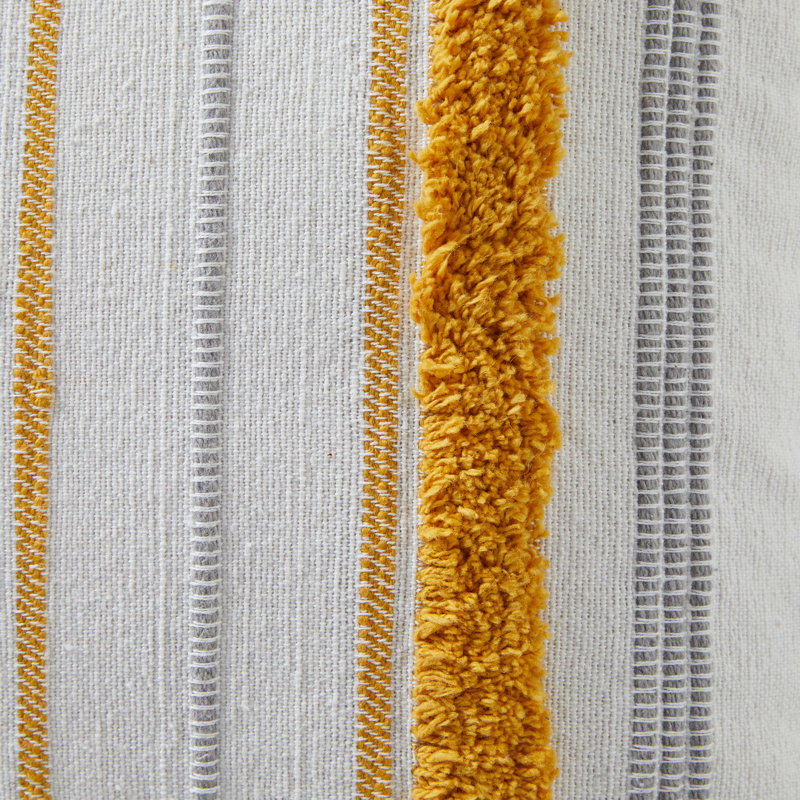 Tufted 14" x 20" Boho Stripe Cotton Decorative Pillow