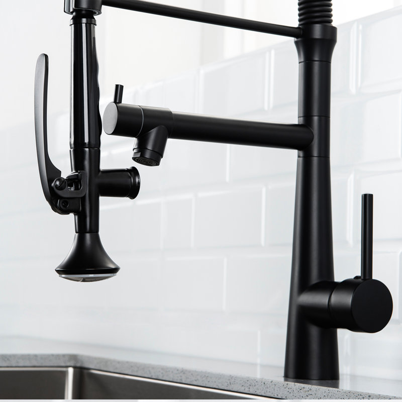 Robinet rétractable pour la cuisine - Robinet pré-rinçage noir mat à pré-rinçage commercial