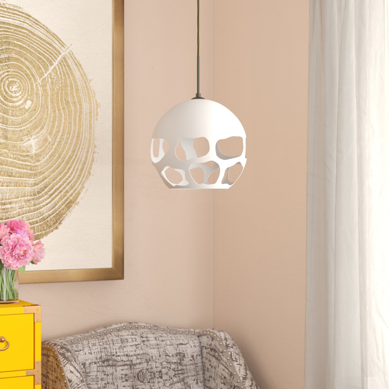 Luminaire sphère suspendu 1 lumières simple Jason, Bronze, Blanc