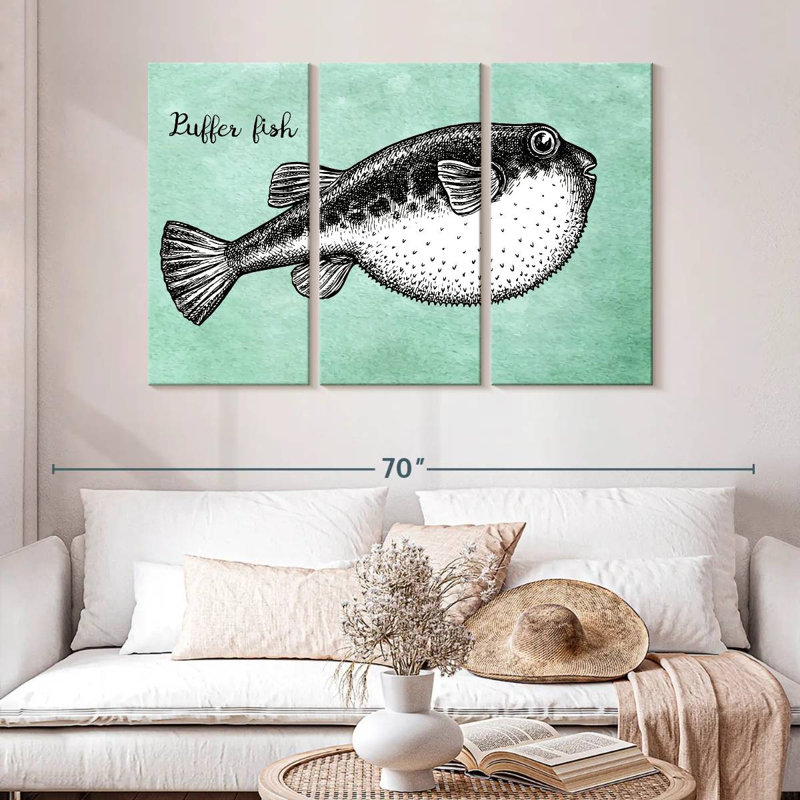 Brampt Puffer Fish Sketch, 32" H x 50" W