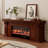Walnut Solid Wood TV Cabinet Fireplace
