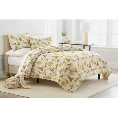 Winter Yellow Cotton Reversible Quilt Set