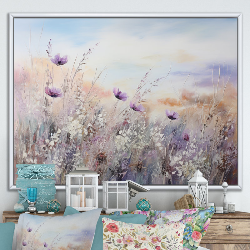 Impression sur toile encadrée Minimal Purple Herbs Country - Flowers, H 30 po x l 40 po, Reproduction avec cadre flottant