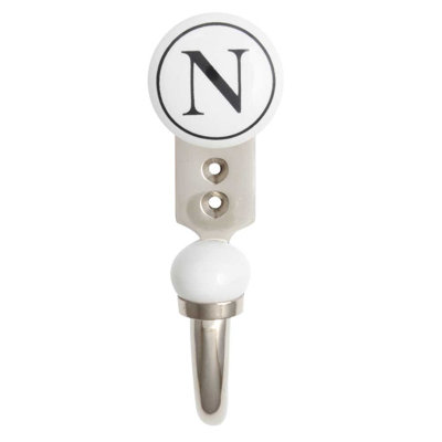 Letter N Ceramic Wall Hook