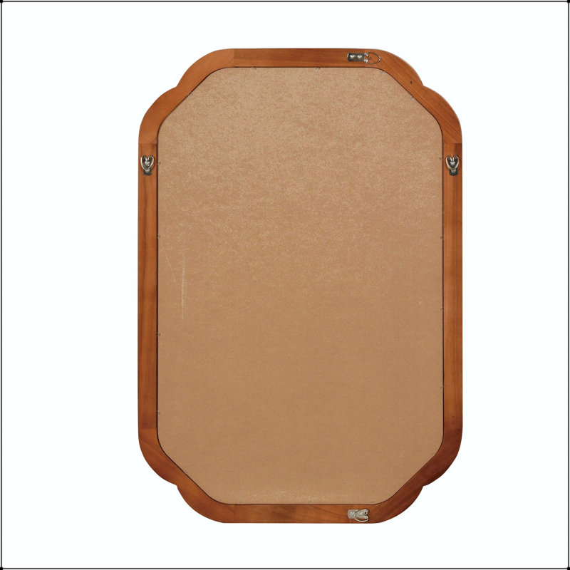 Miroir rectangulaire en bois massif avec coins arrondis en brun jaunâtre (20 x 30), Rectangle