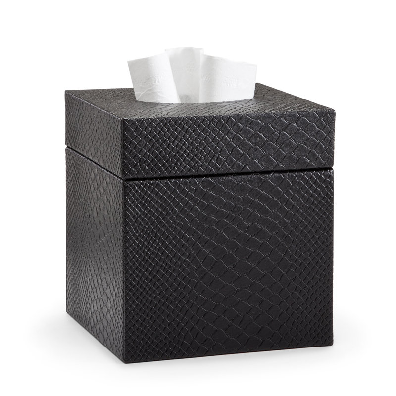 Dark Brown Faux Leather Square Tissue Box Cover