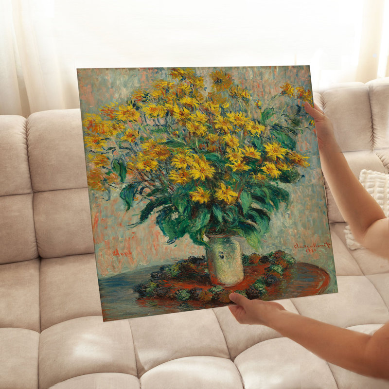 Floral Claude Monet - fleurs d'artichaut de Jérusalem, reproduction d'art classique sans cadre, H 10 po x l 10 po
